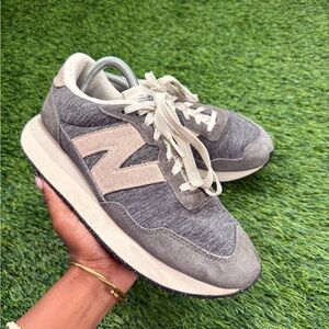 New Balance Gray and Cream Sneakers